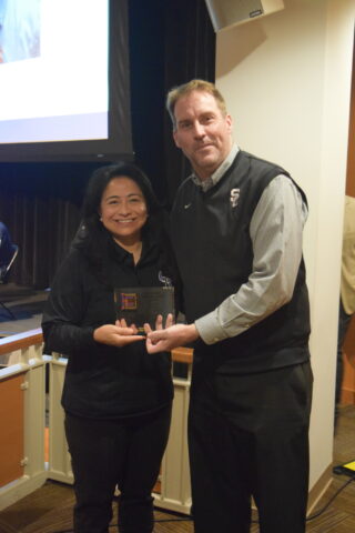 Michel Sanchez receiving her A.F. Bridges Principal of the Year Award