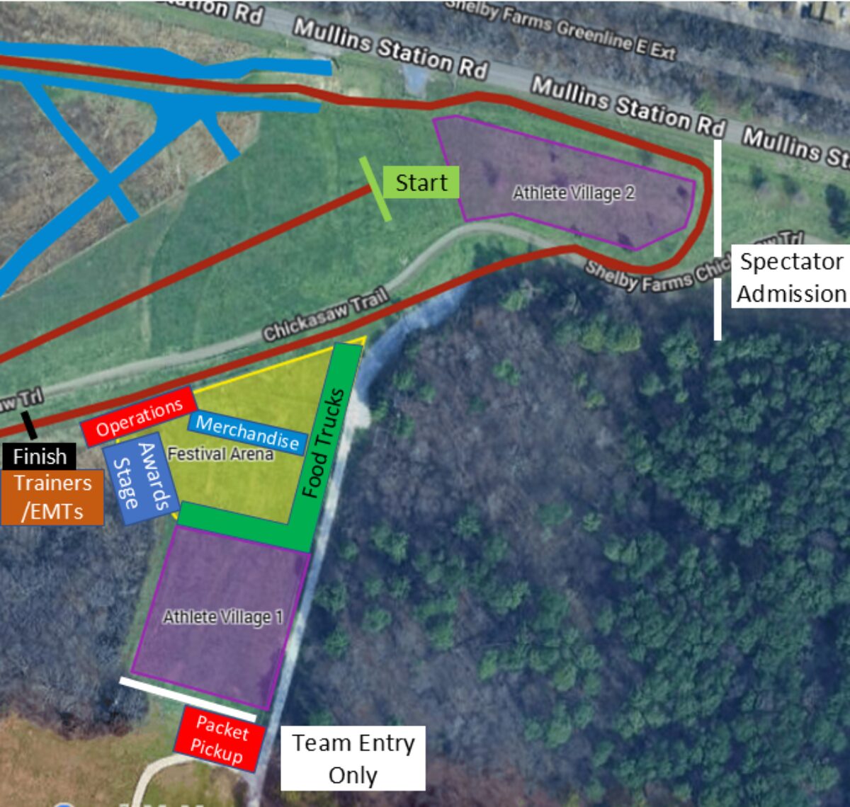 Shelby Farms Entry Gates and Start Line Area