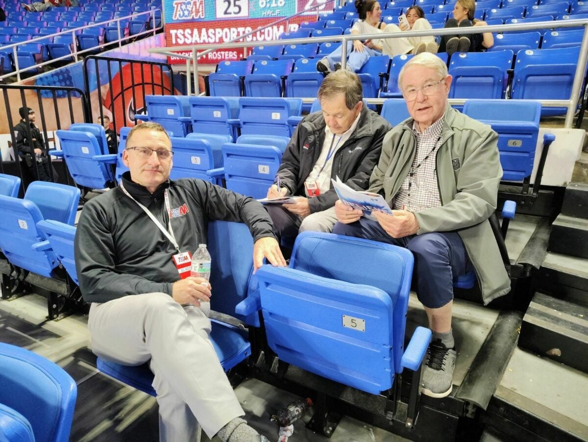 Mike Reed at state basketball tournament with Mark Reeves and Dan Black